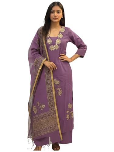 Image of ANNI Designer Women's Rayon Viscose Straight fit Printed Embroidered Kurta with Pant & Dupatta | Ethnic Kurta Set for Women | Daily, Office & Festive Traditional