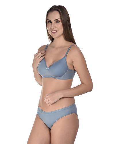 Image of SGC SWEDEN Women's Lingerie Set | Cotton Blend Lightly Padded Non Wire Push-Up Bridal Bra Panty Lingerie Set | Super Soft and Comfortable Lingerie Set