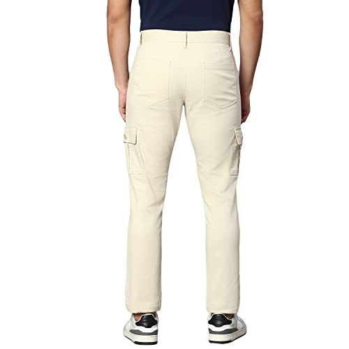 Image of Hubberholme Men's Regular Fit Cotton Trousers with Patch Pockets, Ankle Length Button Closure Cargo Chinos