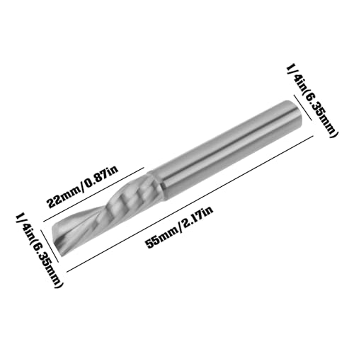 EMSea O-Flöte-Downcut-Spiralfräser-Bits 1/4 Zoll 22 Mm Schnittlänge für Aluminium Kunststoff Acryl Holz MDF PVC