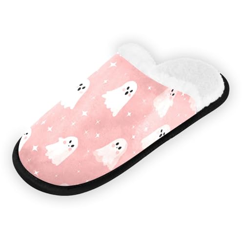 Ghosts Halloween Pink Stars Slippers For Women Men Soft Memory Foam Non-Slip Halloween Winter Indoor House Shoes Travel Slipper2