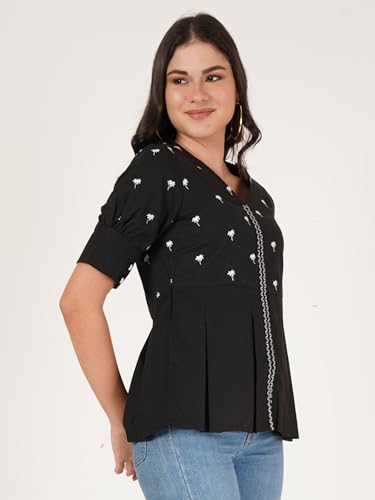 Image of Brownverse Pure Cotton Women's Embroidered Top