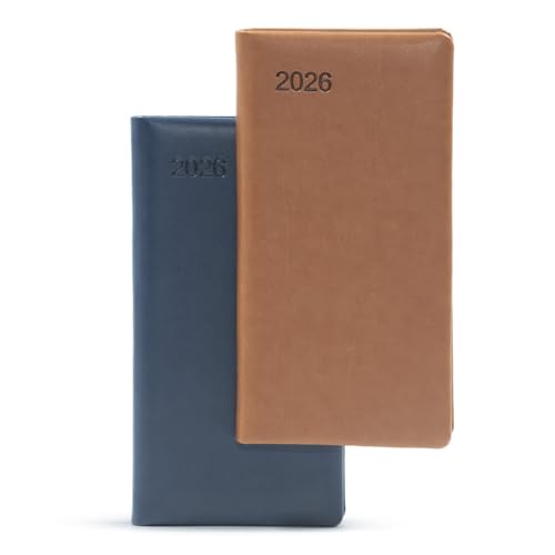 Mahavir Agenda de bolsillo vertical de línea delgada 2024, tamaño pequeño (3 x 6 pulgadas), agenda semanal de Año Nuevo, 164 páginas, material de cubierta de piel sintética y bordes dorados plateados,