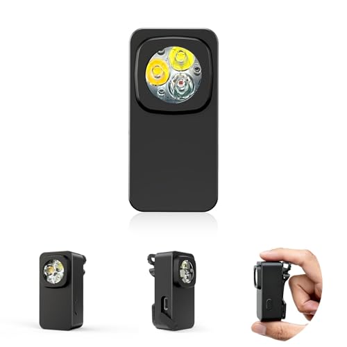 Aqash Clip on Torch Rechargeable 600 Lumens EDC Small Torch Magnetic Pocket Flashlight Waterproof Clip on LED Torch Light for Working Running Car Repair & Emergency - Black