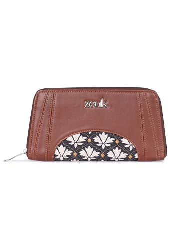 Image of ZOUK Arika Zipper Wallet for Women | Card Holder Wallet with 10 Card Slots, Coin Pouch & Cash Compartments | Purse for Women Stylish | Fits Phones up to 6.7 inch | Bidri Kaiser