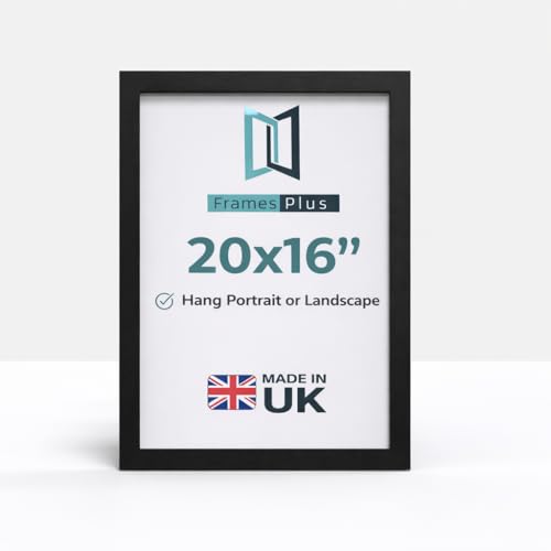 20 x 16 Inch Picture Frame (50.8 x 40.6cm) 30mm Profile Wall Mounted Shatterproof Styrene Front Portrait or Landscape Display for Posters Photos Prints Art Black