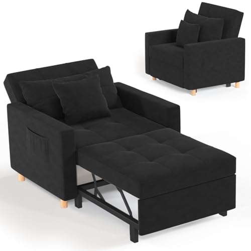 YODOLLA 192cm schlafsessel, 3-in-1 Schlaferstuhl, Ausziehbar Schlaferstuhl mit Bettfunktion, Schlafsofa mit Seitentasche und Regulierbarer...