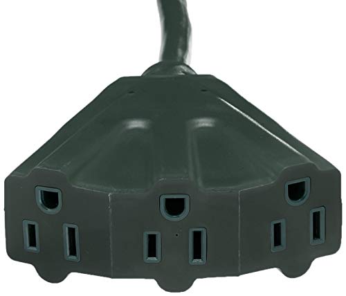 Image of Amazon Basics Indoor /Outdoor Extension Cord, 25-foot, 3-Prong Grounded Plug with 3 Outlets, Weather Resistant Vinyl, 13 Amps, 1625 Watts, 125 VAC, Green