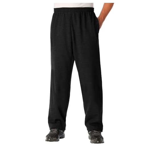 KingSize Men's Big & Tall Fleece Open-Bottom Sweatpants - Big - 7XL, Black
