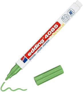 edding 4085 chalk marker - white - 1 chalk pen - round tip 1-2 mm - fine-tipped wet wipe pen for chalkboards, windows, glass, mirrors - liquid chalk marker pens for opaque coverage