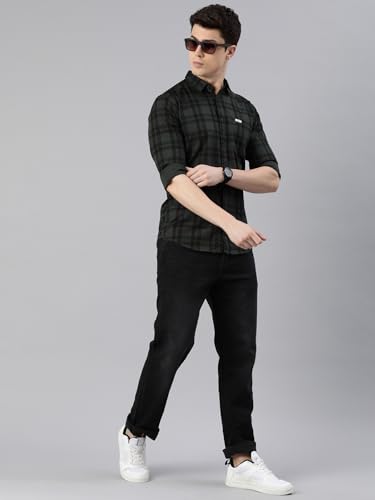 Image of Majestic Man Men Small Checkered Slim Fit Cotton Casual Shirt