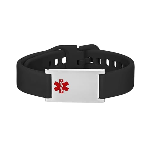 Image of LinnaLove Medical Alert ID Bracelet - Adjustable Silicone Band, Custom or Pre-Engraved Options, QR Code Available