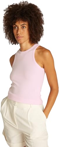 Tommy Hilfiger Damen Top Slim Rib Tank Top mit Stretch, Rosa (Light Pink), XXXL – Ansicht 1