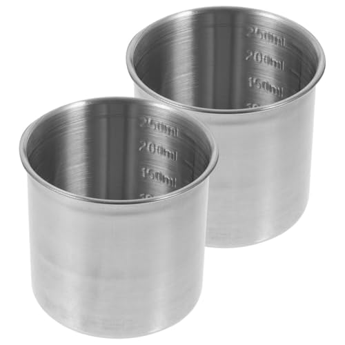 iplusmile 2piezas Taza Medidora de Acero Inoxidable Escala Recipiente Medidor para Cocina para Medir Harina Arroz Leche y Jarabe Conveniente para Uso Comercial y Gourmet