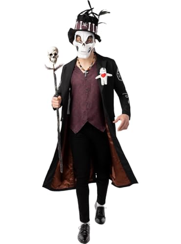 Funidelia Disfraz de esqueleto vudú para hombre, Talla M Terror, Halloween - Traje para adultos para fiestas, Carnaval y Halloween
