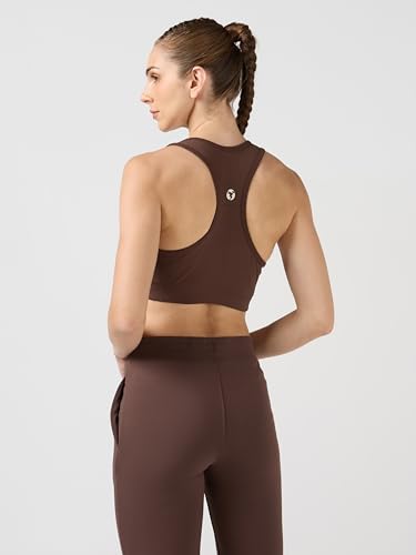 Image of TECHNOSPORT Women's Solid Slim Fit Scoop Neck Sports Bra ELASTOPLUS 4-Way Stretch Sleeveless Polyester Quick Dry UPF50+ for Gym Yoga Running