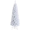 Giantex 5FT Artificia Pencil Christmas Tree Realistic Unlit Pine Tree with 240 PVC Needles Folding Metal Stand for Indoor Outdoor Christmas Decoration White