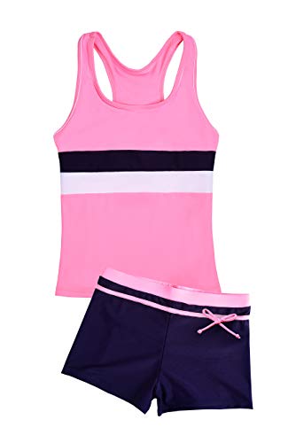 Image of Uhnice Girls Swimsuit Two Piece Tankini Swimwear with Boyshort