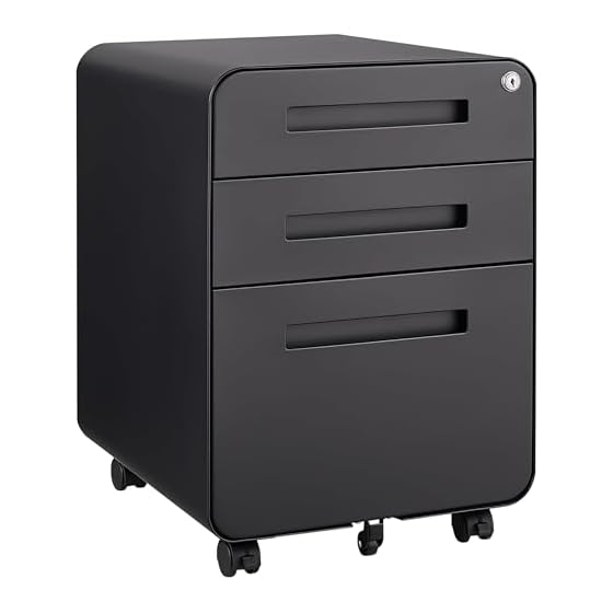 GarveeHome 3 Drawer Mobile File Cabinet with Lock, Under Desk Metal Filing Cabinet for Home Office, Under Desk Storage with 5 Wheels for A4/Letter/Legal Size, Fully Assembled, Matte Black