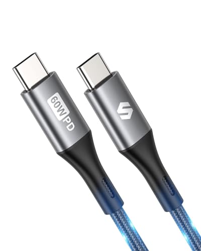 Silkland USB C to USB C Cable 2M 60W C Charger Cable Fast Charge Nylon Braided C to C Charger Cable Fast Charge for iPhone 16/Plus/Pro/Pro Max Samsung S24 S23 Ultra/S24 S23/A14/A54 Pixel 8 Pro 8