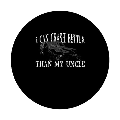 I Can Crash Better Than My Uncle - Demolition Derby design PopSockets Swappable PopGrip, Black - Image 3
