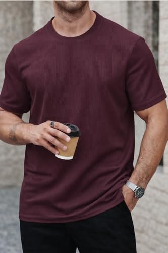 Image of Mack Jonney Men's Striped Ribbed Black Half Sleeve T-Shirt | Premium Soft Stretch Fabric | Casual Wear Round Neck Tee-M6358