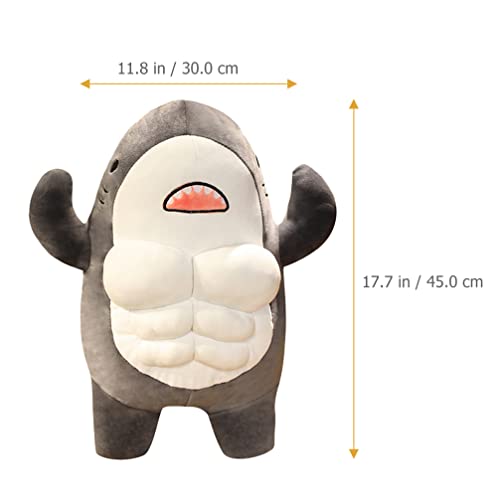Toddmomy Tubarão De Pelúcia Bicho De Pelúcia Decorativo Macio Tubarão Músculo Almofada Travesseiro E