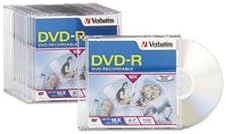 DVD-R Discs, 4.7GB, 16x, w/Slim Jewel Cases, 10/Pack
