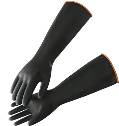 14" XL Rubber Gloves, Reusable Heavy Duty Latex Gloves Industrial Safety Work Glove, Chemical Resistant Gloves, Waterproof