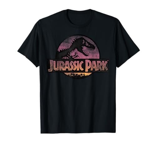 Jurassic Park Gradient Sunset Circle Logo Camiseta