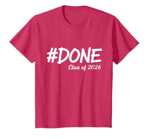 Done Class of 2026 Senior Graduation 2026 Last Day of School T-Shirt, Youth, Red Heather, Small