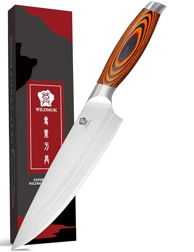 WILDMOK Cuchillo de Cocina Profesional Cuchillo de Chef de 20,5 cm Cuchillo Multiusos de Acero Alemán con Hoja Extra Afilada y Mango Ergonómico
