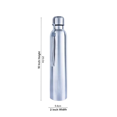 Image of Manha's Stainless Steel Slim Water Bottle 500ml | Leakproof Lightweight Single Wall Steel Bottle for School, Office, Gym, Travel & Outdoor Use - Silver Color