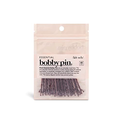Kitsch Mini Bobby Pins - Hair Pins For Women Hair | Small Bobby Pin For Thin Hair | Brown Bobby Pins For Thick Hair | Bobby Pins Brown For Styling & Sectioning | Hair Pin Pack For Teen, 45 Pcs (Brown) #TOP3