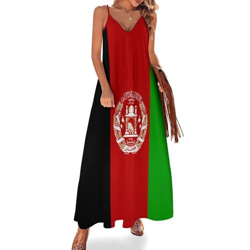 Robe patriotique afghane rétro rouge : le chic bohème à fines bretelles