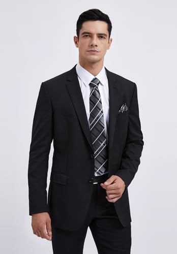 Image of HISDERN Mens Dress Shirt with Tie Pocket Square Set Classic Button Down Shirt Matching Tie Long Sleeve Shirts