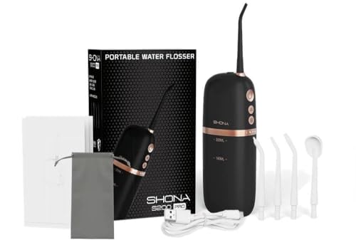 Irrigador dental portátil inalámbrico SHONA S200 PRO BLACK 4 modos 3 intensita para el cuidado perfecto y la limpieza de la cavidad bucal