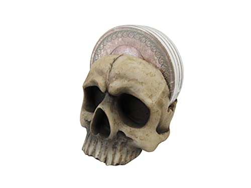 Image of DWK Decorative Skull Holder with Drink Absorbent Coasters | 4 Piece Coasters for Drinks Absorbent with Holder Set | Goth Kitchen Accessories and Skull Bar Decor - 5"…