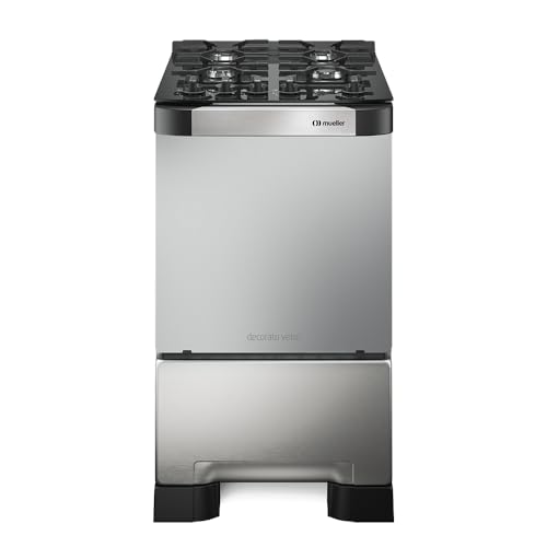 Fogão 4 Bocas Mueller Decorato Vetro Inox Bivolt com Mesa de Vidro