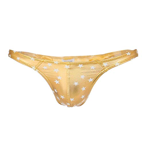 Mendove Men's Star Print Liquid Metallic Contour Pouch Thong Underwear