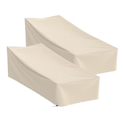 Waterproof Patio Chaise Lounge Cover, Heavy Duty Outdoor Lounge Chair Covers,UV Resistant Patio Furniture Covers 600D Oxford Cloth (Khaki, 80"W x 32"D x 25"H-2Pack)