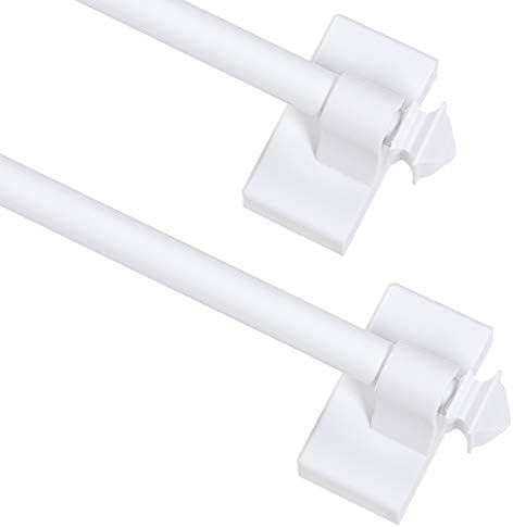 Magnetic Curtain Rod Multi-Use Adjustable Cafe Sidelight Magnetic Rods, 09"-16" Magnetic Curtain Rod, White, 2-Pack