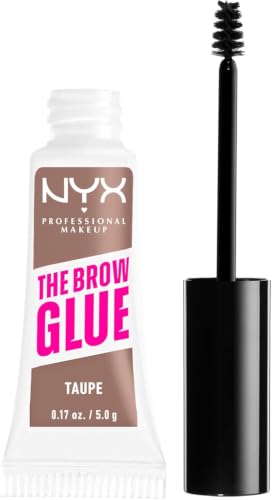 NYX Professional Makeup, Gel Fijador de Cejas con color The Brow Glue, Fijación extrema, Larga duración, Taupe