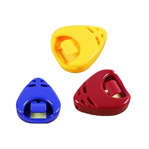 Rayzm Lot de 3 supports en plastique pour médiators de guitare, rouge, jaune et bleu - Les Beatles, Paul McCartney, John Lennon, RIngo Starr, George Harrison Rayzm Lot de 3 supports en plastique pour médiators de guitare, rouge, jaune et bleu