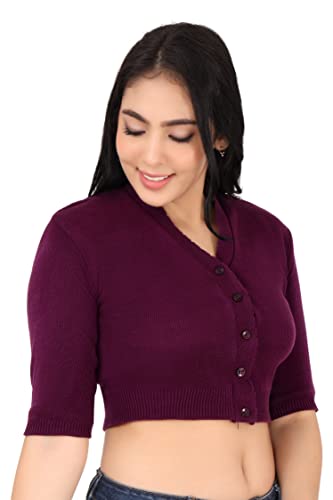 Image of Women Winter Wear V-Neck Half Sleeves Regular Fit Woollen Blouse