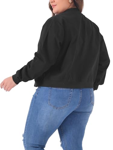 Agnes Orinda Plus Size Jacket for Women Casual Long Sleeve Stand Collar Button Down Jackets Shackets with Pockets4