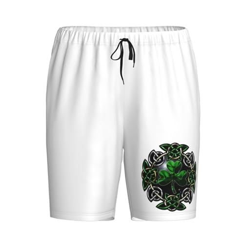 Irish Celtic Shamrock Pajama Shorts for Men, Men's Pajama Bottoms, Sleepwear for Summer2