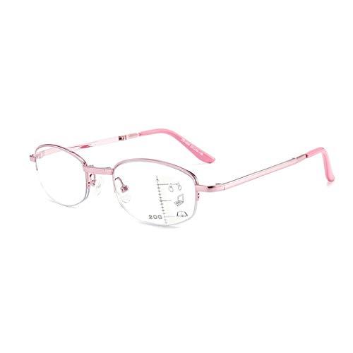 LXZSMH Lunettes de Lecture, Lunettes de Lecture Pliantes avec Demi-Monture, Lunettes de Lecture Anti-éblouissantes avec Zoom Intelligent for Hommes et Femmes (Couleur : Rose, Taille : 1.0)