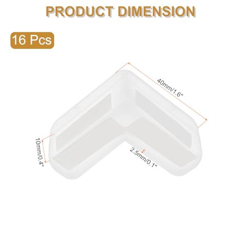 Image of uxcell Corner Protectors, 16 Pcs Table Corner Protectors, Furniture Corner Guard and Edges Safety Bumpers for Table Edges and Sharp Corners (L-Shaped, White)