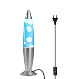 Lámpara de lava de lava retro Lámpara Lava Lámpara de la mezcla, varios colores, idea de regalo para la fiesta de Navidad, azul y blanco, 220-230V, hecho de aluminio, vidrio, cera y agua desionizada. Funciona con 1 ampolla E14 R39 25W (incluida).